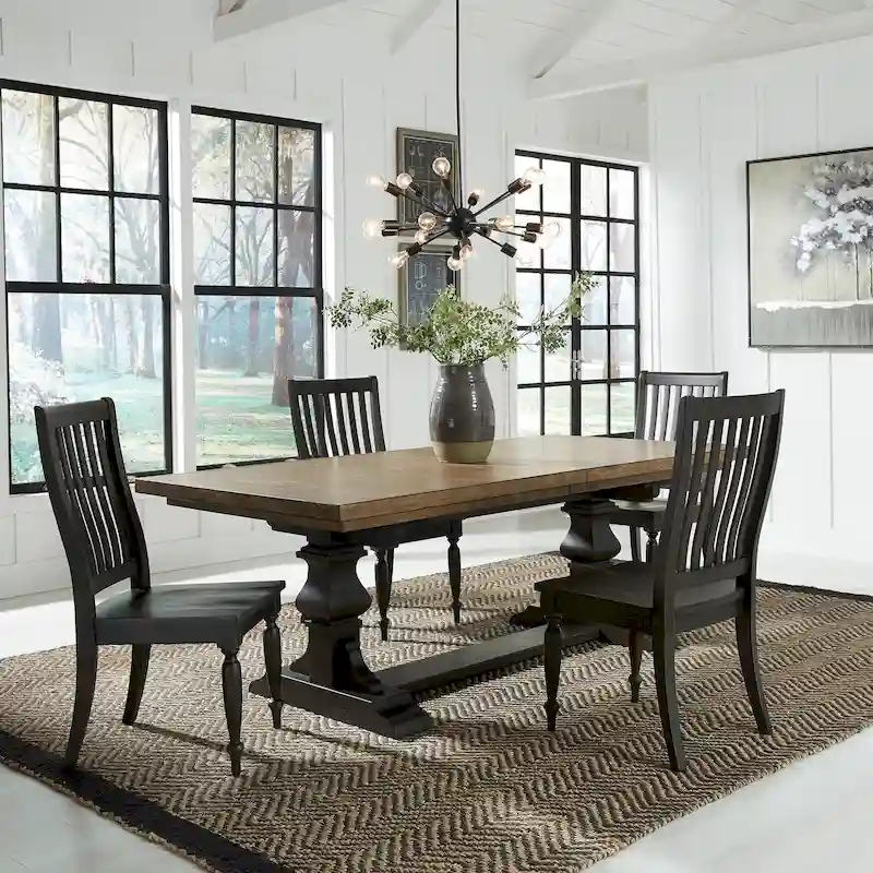Harvest Home Chalkboard 5 Piece Trestle Table Set