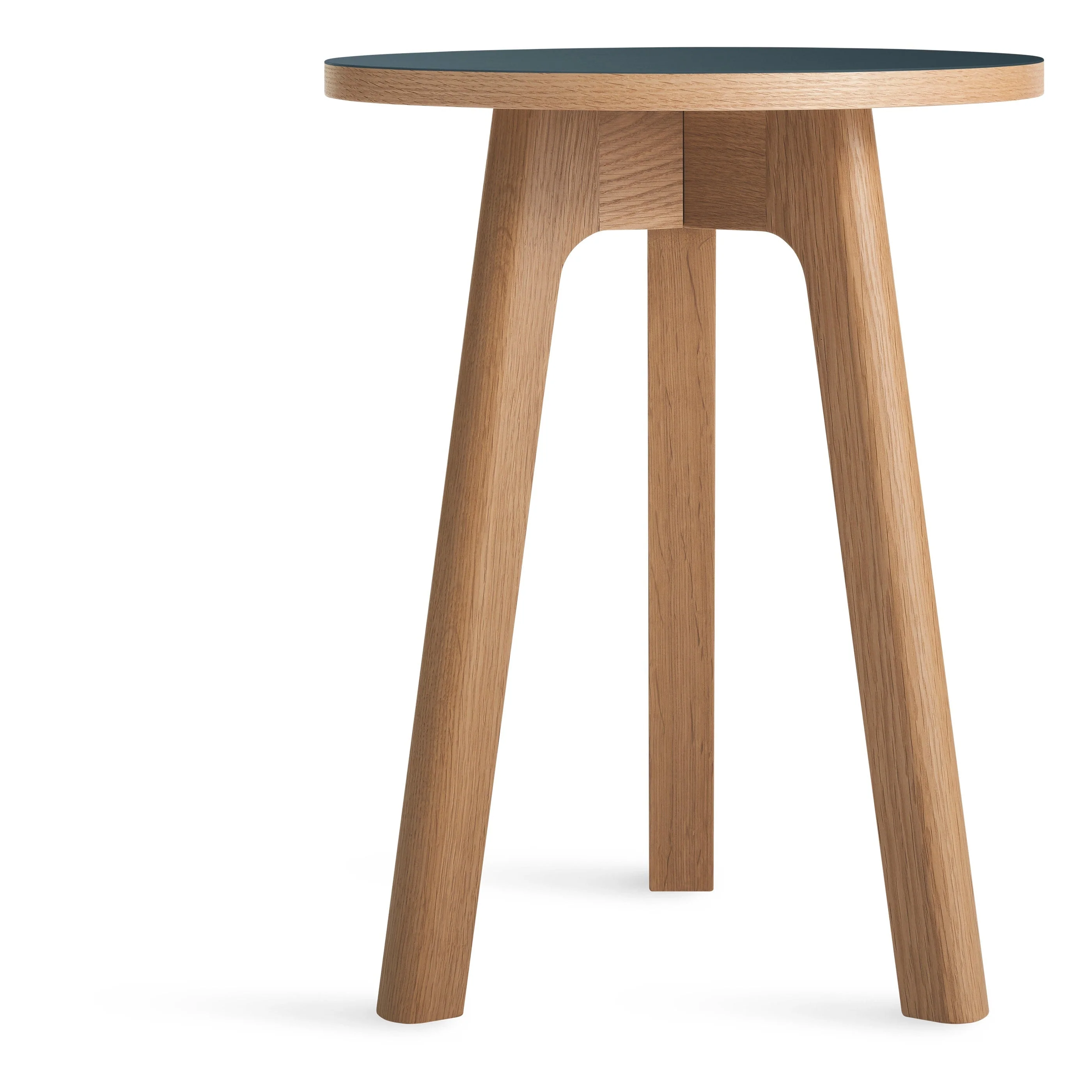 Playful Putty White Oak Wood End Table with Tripod Legs for Living Room