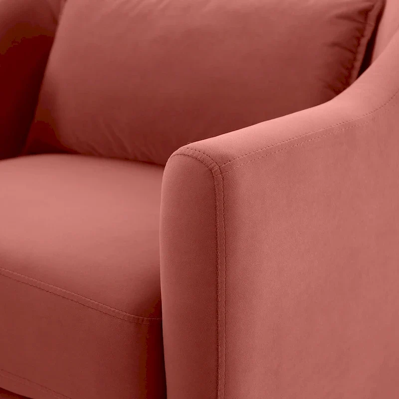 VANOMi 28.34W Set Of 2 Accent Armchair, Velvet Barrel Chair with Solid Wood Legs