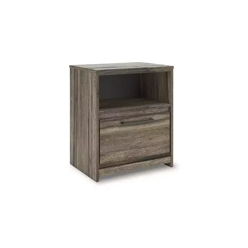 Signature Design by Ashley Jusika One Drawer Nightstand with USB Charging, Brown