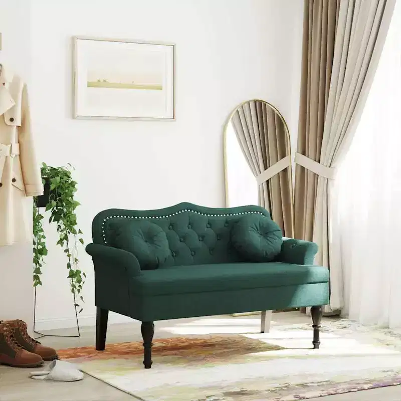 Bench with Cushions Dark Green 47.4x25.6x29.5 Velvet
