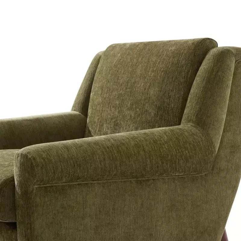 Whisen Sculptural Flared Arm Accent Chair with Solid Wood Frame Modern Reclined Upholstered Lounge Chair, Ergonomic Reading Chair