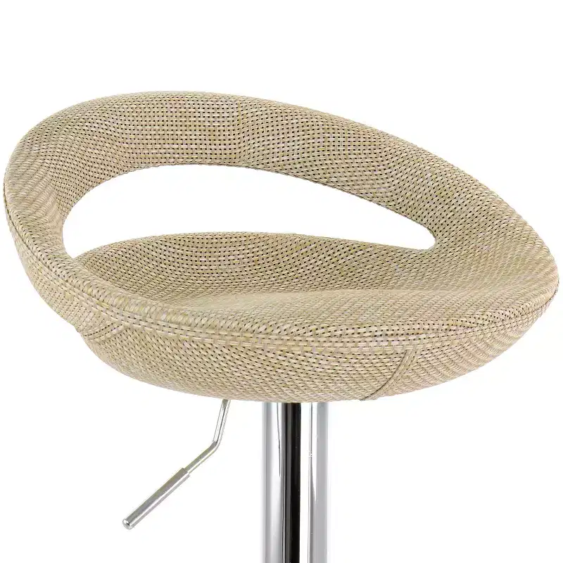 2 Piece Adjustable Rattan Barstool in Gray with Chrome Base