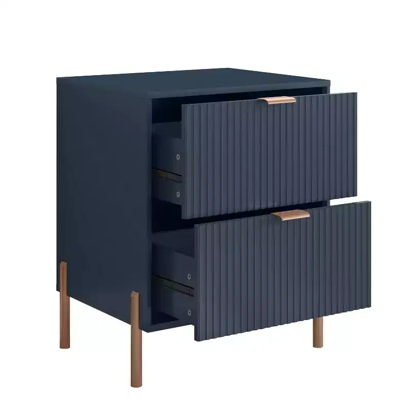Festivo 4pc Modern Elegance Bedremm Chest and Dresser and 2 Drawer Nightstands Set Navy