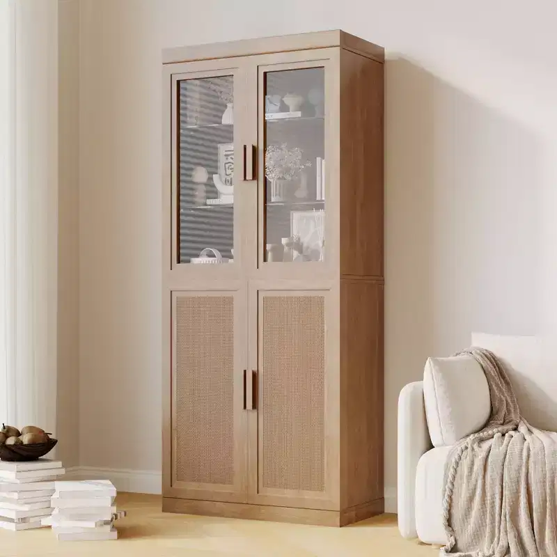 This Glass - Door Storage Cabinet Is Stylish And Elegant, With A Large - Capacity Storage Space. It Is Practical And Beautifu