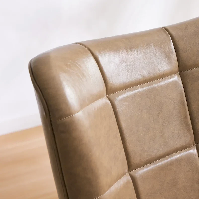 High-back Tufted Accent Chair Set of 2 Cream/ Brown/ Taupe