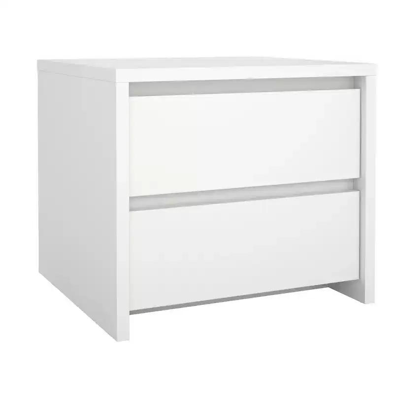 2-Drawer Nightstand, Jackson Hickory/White High Gloss & White, Single