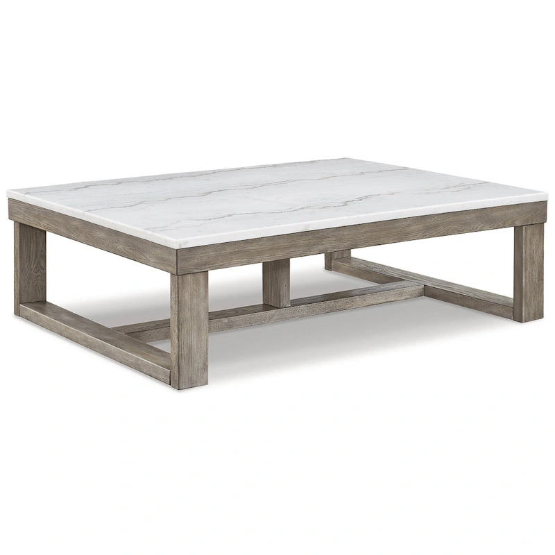 Signature Design by Ashley Loyaska Grayish Brown / Ivory Rectangular Coffee Table - 56W x 42D x 17H