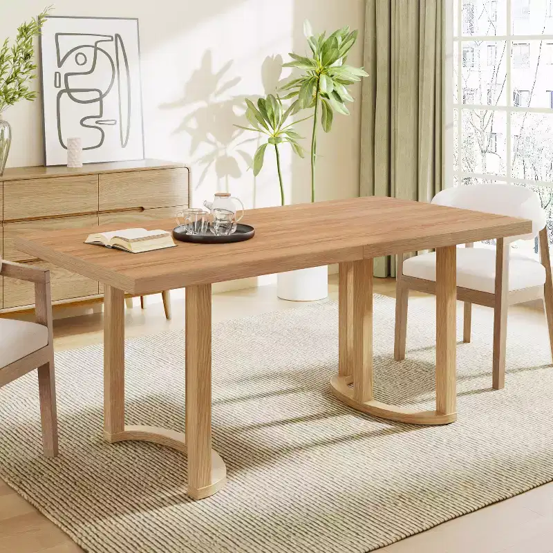 Christopher Knight Home Evat 69 Rubberwood Modern 6-Seater Rectangle Dining Table