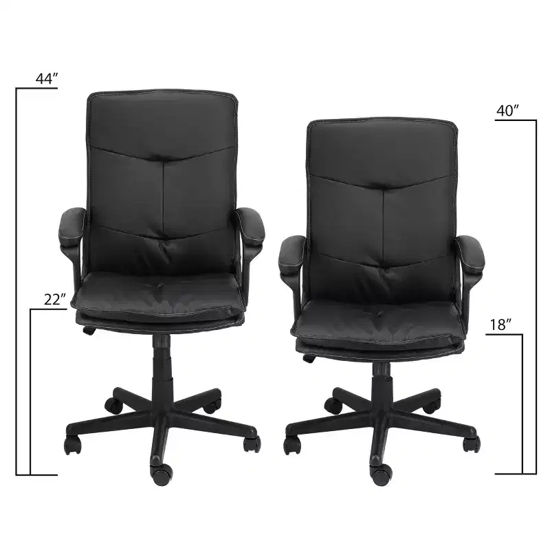 Elama High Back Tufted Faux Leather Adjustable Office Chair in Black