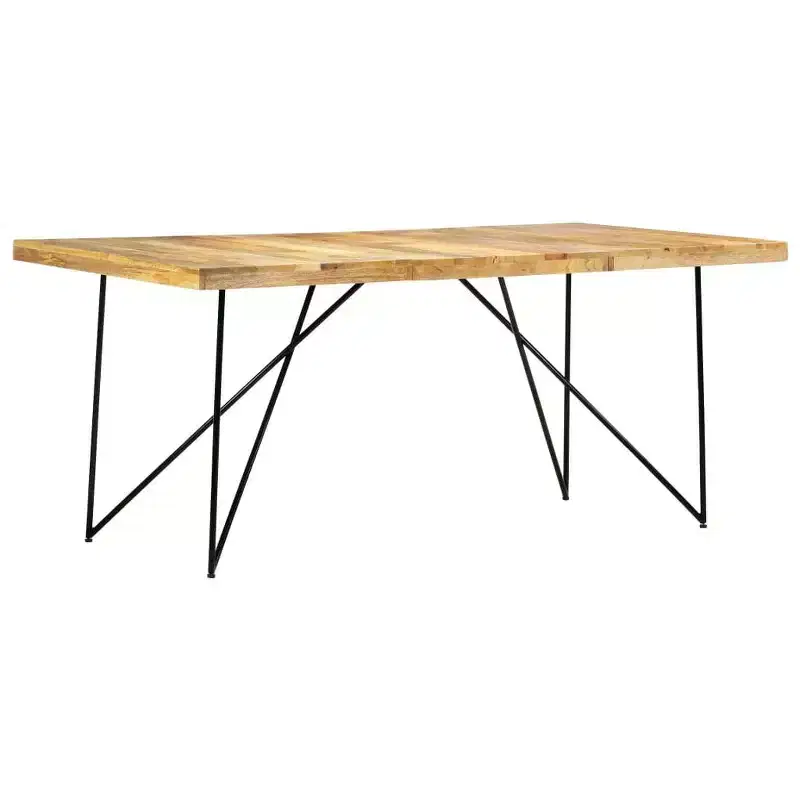 Industrial Dining Table - Solid Wood & Steel