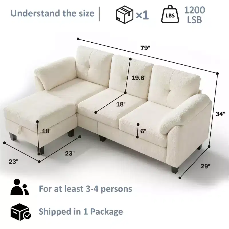 Dyonery 76.4-inch Modern Style Three-seater Sofa with Armrests and Pillows in Chenille Beige