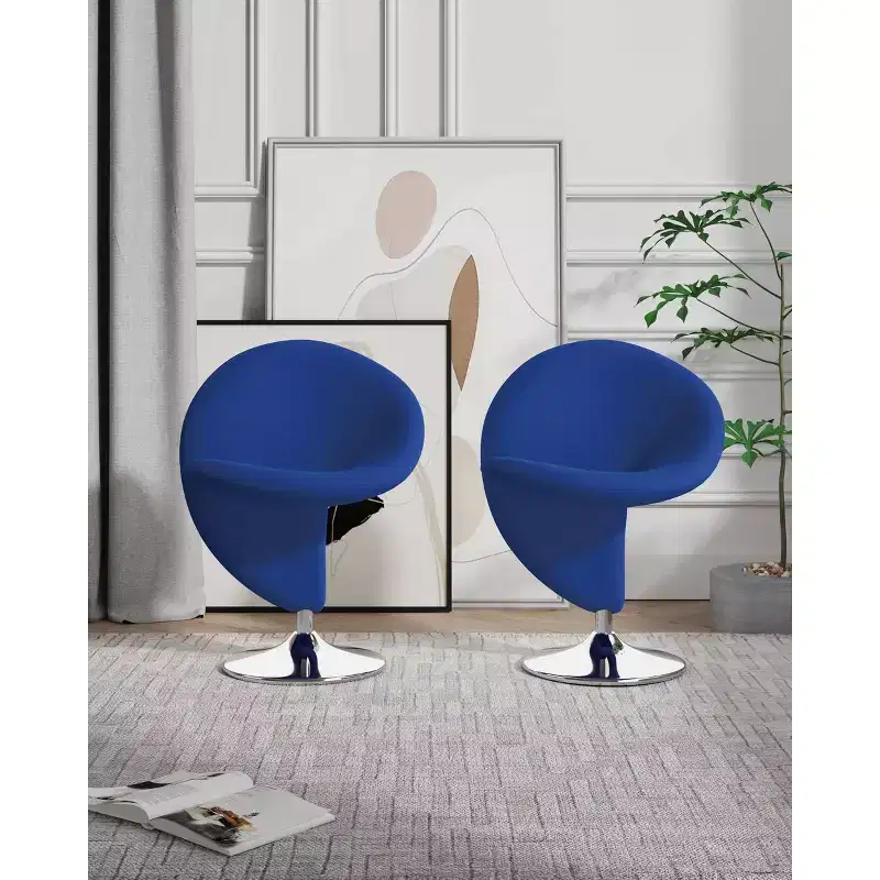 Set of 2 Curl Wool Blend Swivel Accent Chairs - Manhattan Comfort
