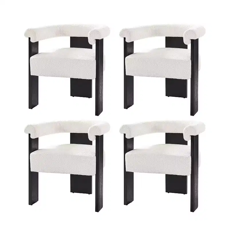 Gerry Boucle Dining Chair Set of 4 With Round Solid Back|ART OF LIVING DESIGNS