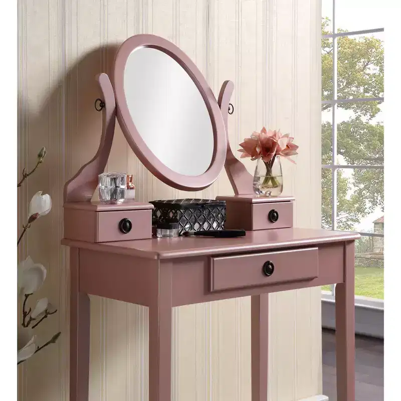 Moniys Wood Moniya Makeup Dressing Dressing Table and Chair Set, Blue