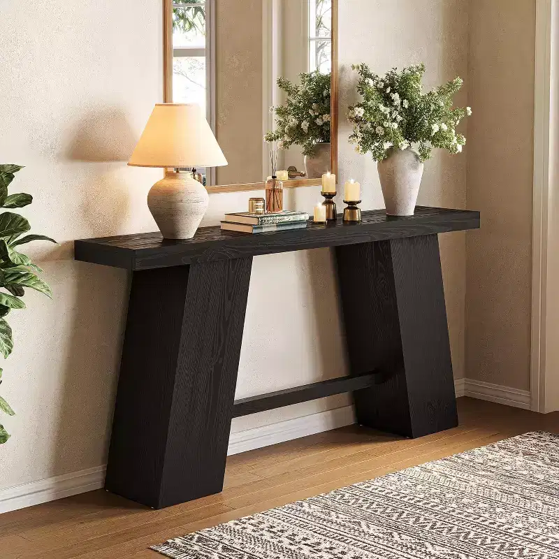 Lantine 70.8-Inch Long Black Console Table for Entryway, Narrow Modern Sofa Table for Entry, Hallway, Living Room