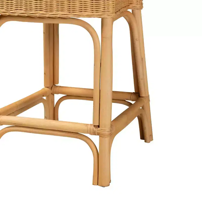 bali & pari Barito Natural Rattan Counter Height Barstool: Bohemian Design, No Assembly Required