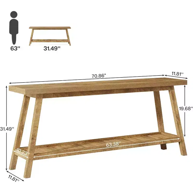 Farmhouse Console Table, Entryway Table 2-Tier Sofa Table