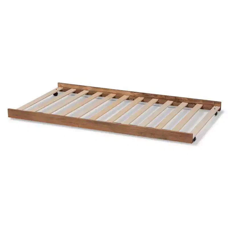 Twin Veles Trundle Bed Ash Walnut - Baxton Studio: Rubberwood Frame, No Box Spring Needed