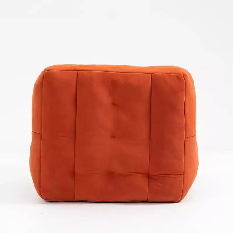 Fluffy Velvet Bean Bag Chair with Footstool, with Memory Foam, Modern Accent Chair for Living Room, Bedroom, Apartment, Red