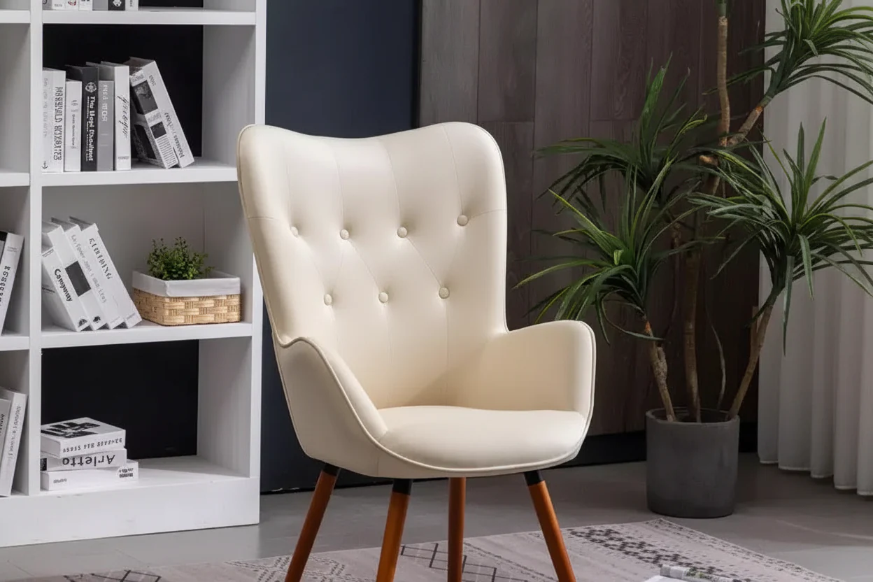 Doarnin Contemporary Velvet Tufted Button Back Accent Chair - White