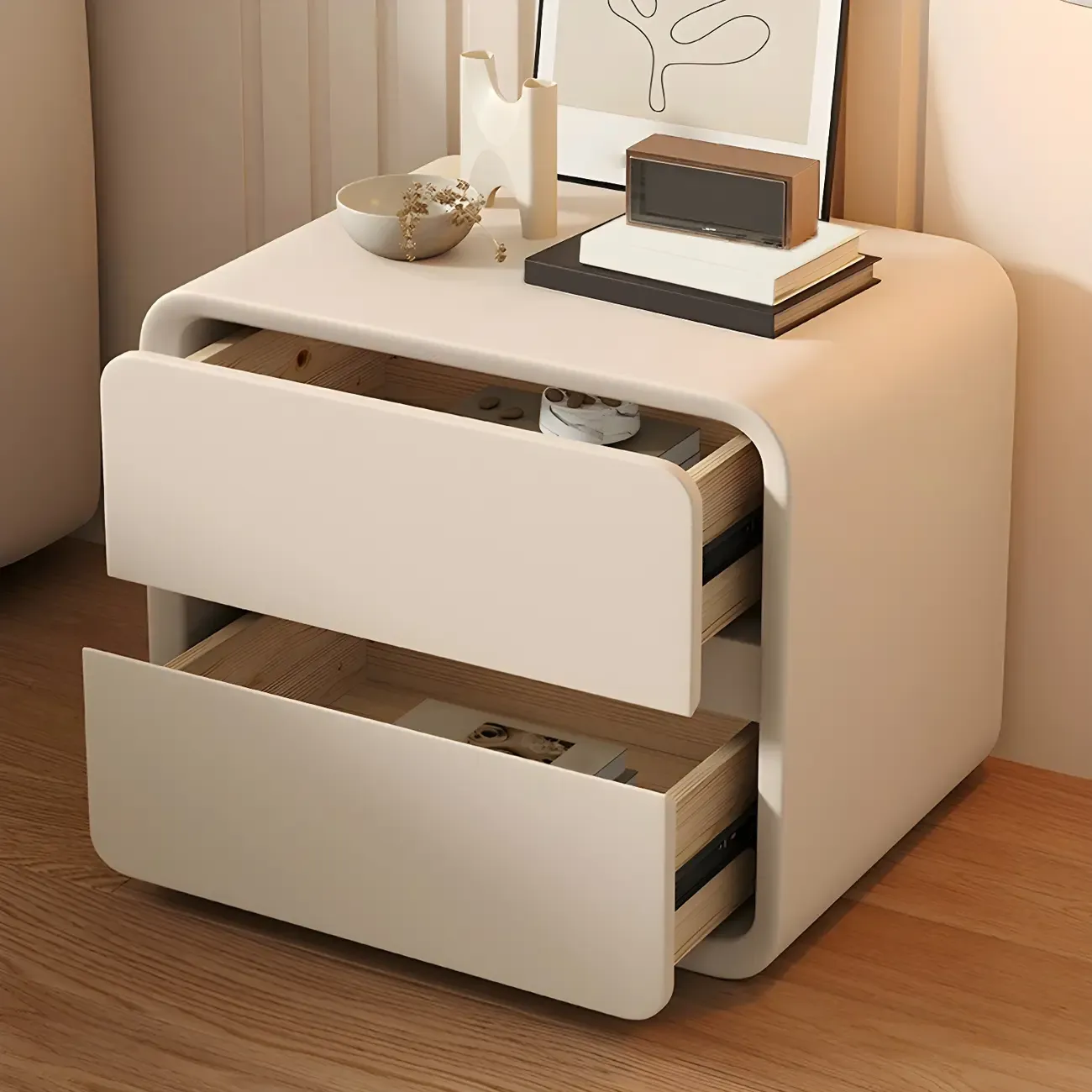 Scandinavian Wood Narrow Bedside Cabinet