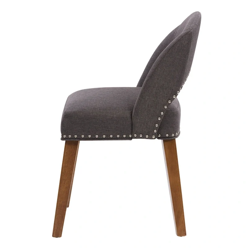Mid-Century Modern Upholstered Dining Chair with Nail Head Trim, Set of 2