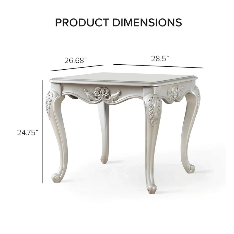 Furniture of America Clarissa Traditional Solid Wood End Table with Carved Legs