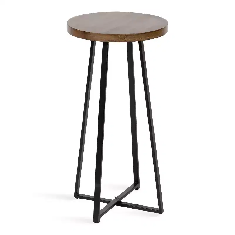 Kate and Laurel Zia Round Bar Stool, 12.75x12.75x25, Natural and Black