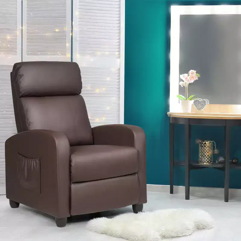 Costway Recliner Massage Chair, Ergonomic Adjustable Single Sofa with Padded Seat Black\Brown\Gray