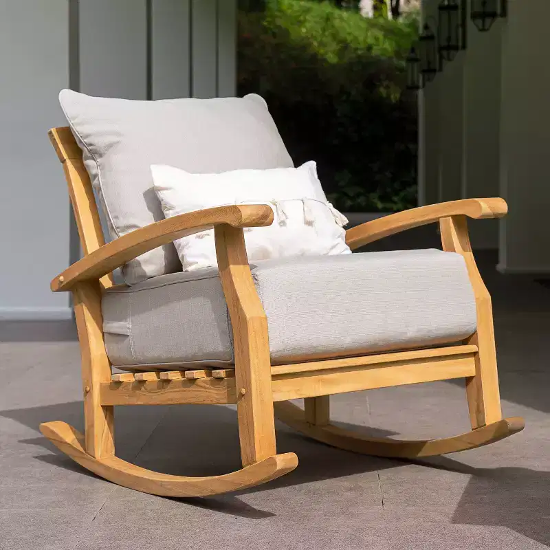 Sonoma Lane Amherst Teak Patio Rocking Chair with Zippered Cushion and Frame
