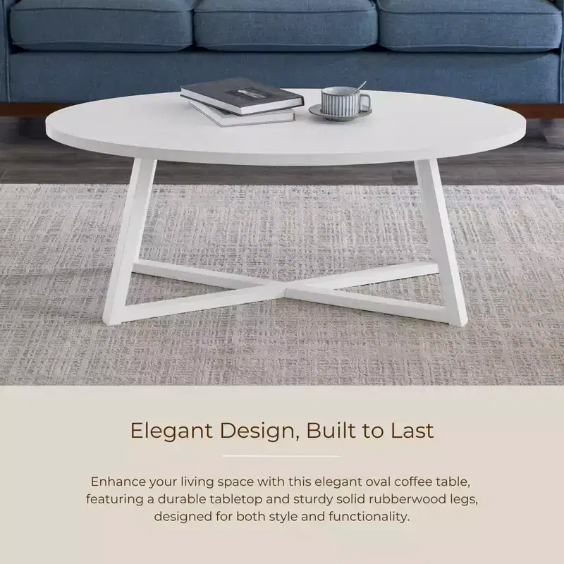 Roundhill Furniture Modern Harmony Wood Oval Coffee Table
