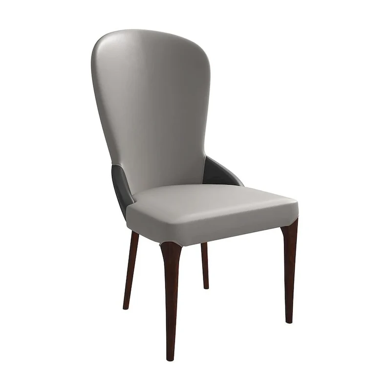 Leather Upholstered Solid Wood Dining Chair with Two-Tone Design