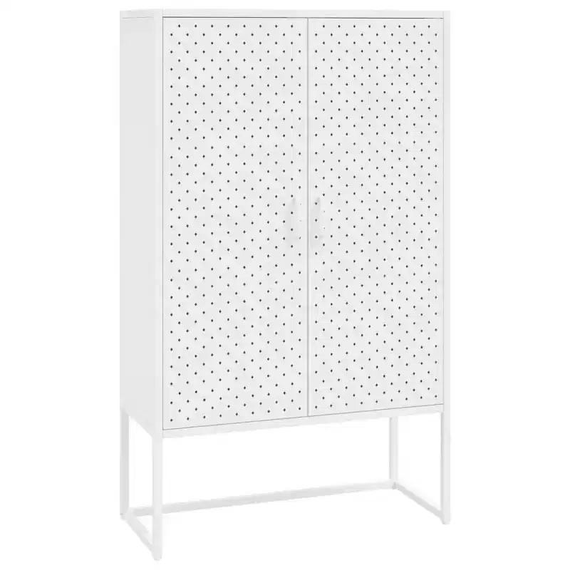 Storage Cabinet Sideboard Cabinet for Entryway Bedroom Office Steel - White