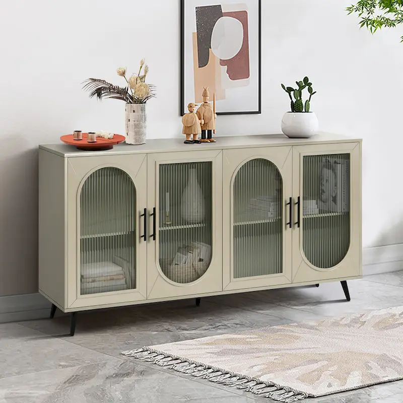 Wood TV Stand with Storage Cabinet
