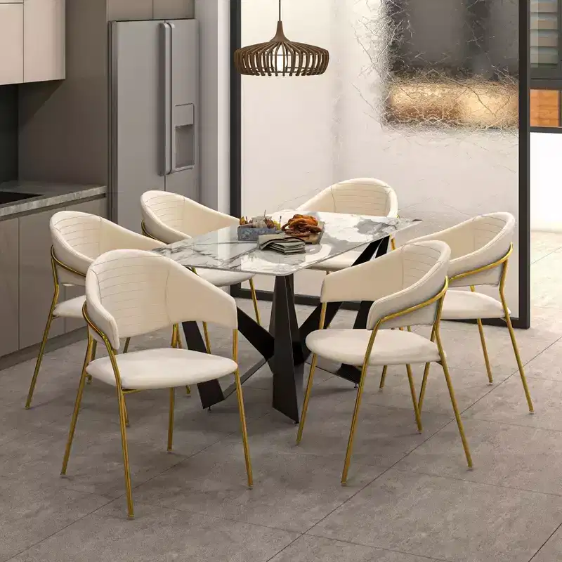 Upholstered Dining Chair Set of 2 Velvet Camelback Stainless Steel Legs 330 lbs