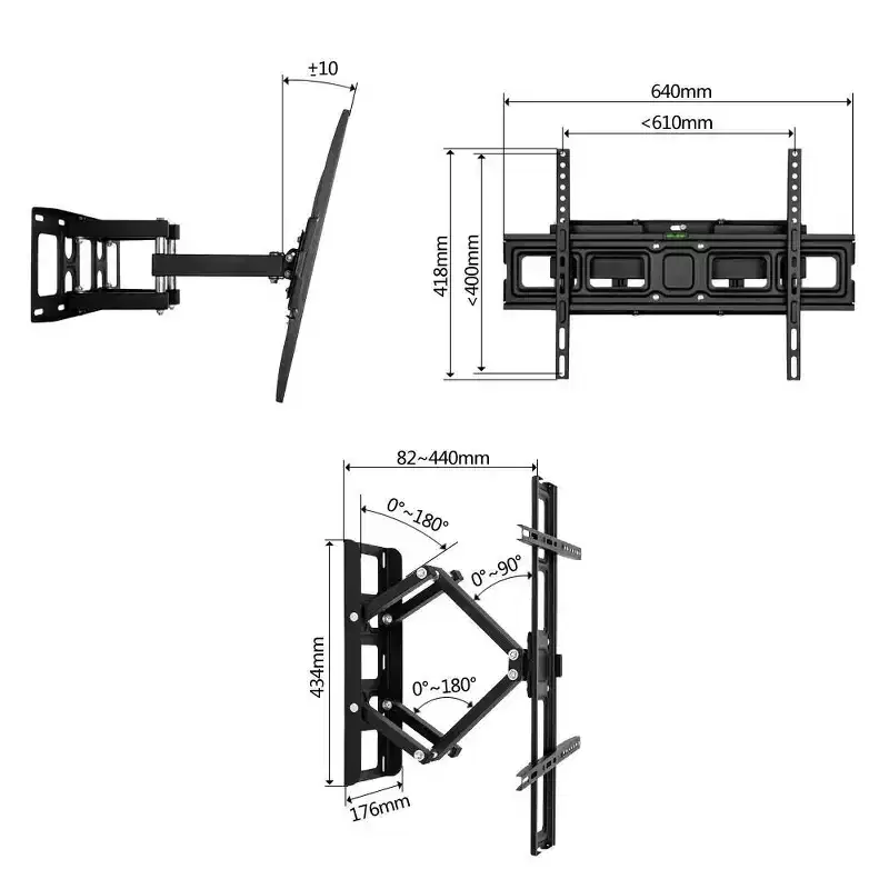 32 in. to 70 in. Double Pendulum Large Base TV Wall Mount for TVs