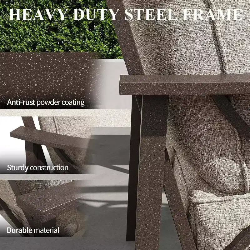 Heynemo Outdoor Patio Furniture Set, 5 Piece Patio Conversation Set with Ottomans, Metal Furniture Set for Porch Backyard Garden