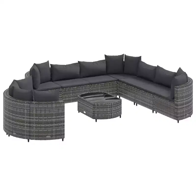 vidaXL Patio Sofa Set with Cushions Garden Furniture 10 Piece Poly Rattan