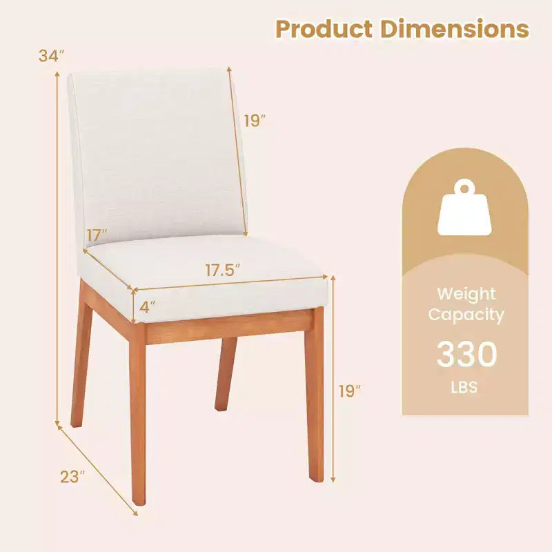 Costway Modern Kitchen Chair Set of 2/4 Dining Chair with Rubber Wood Legs & Padded Seat