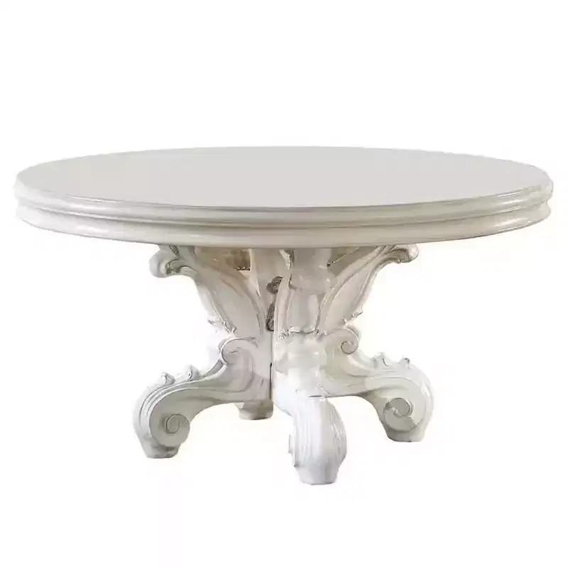 60 Versailles Dining Table PU Bone White Finsih - Acme Furniture