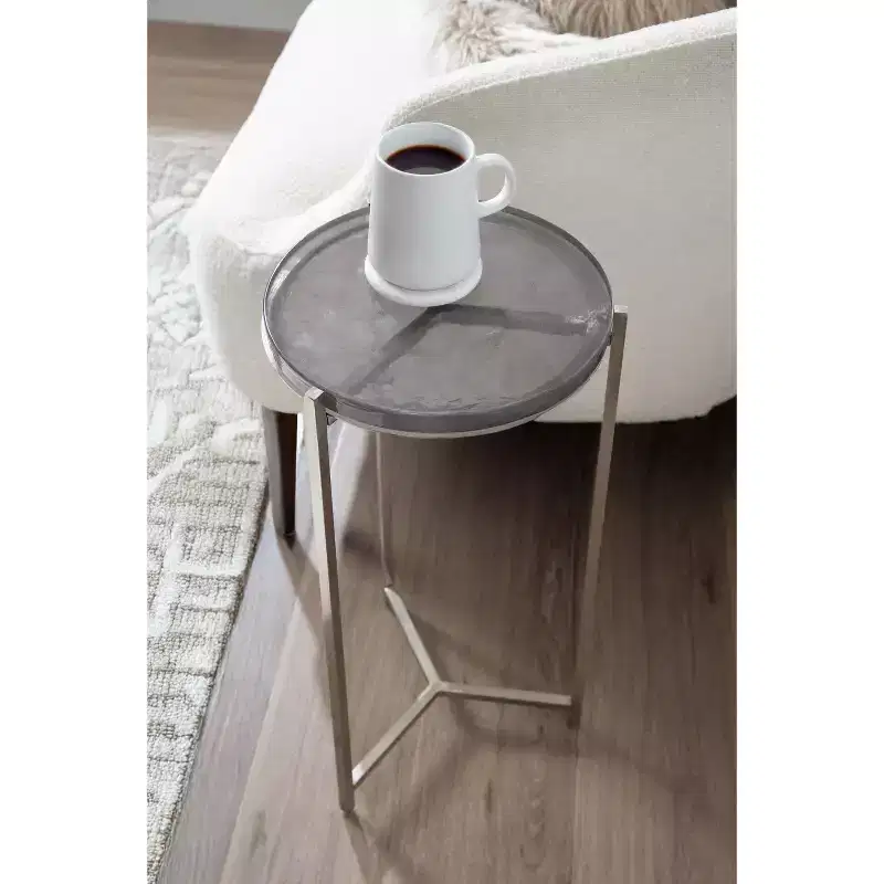 Kate and Laurel Aguilar Glass and Metal Side Table, Gray and Silver, 13x13x24