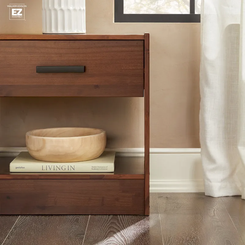 Walker Edison Modern Easy Assembly 1-Drawer Solid Wood Nightstand