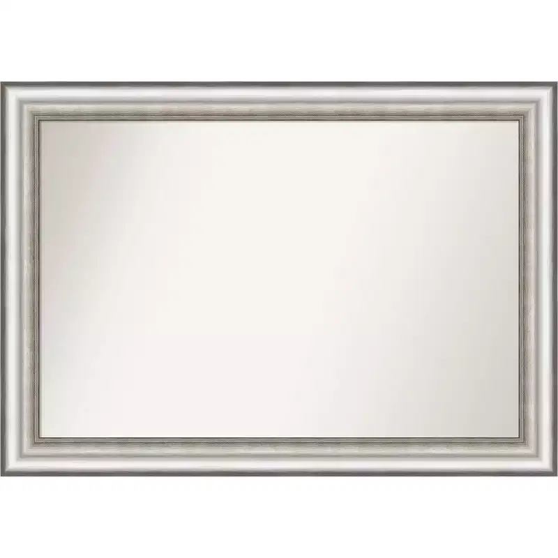 41 x 29 Non-Beveled Salon Silver Wall Mirror - Amanti Art