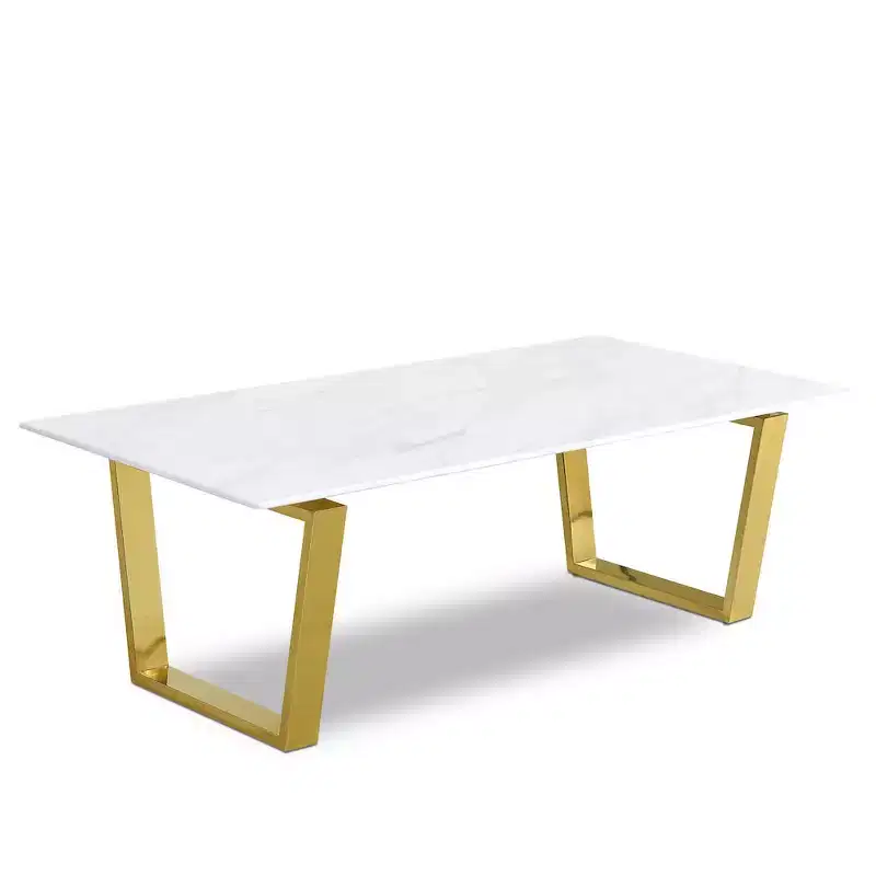 Gold Stainless Steel Coffee Table with Glass Top – 48