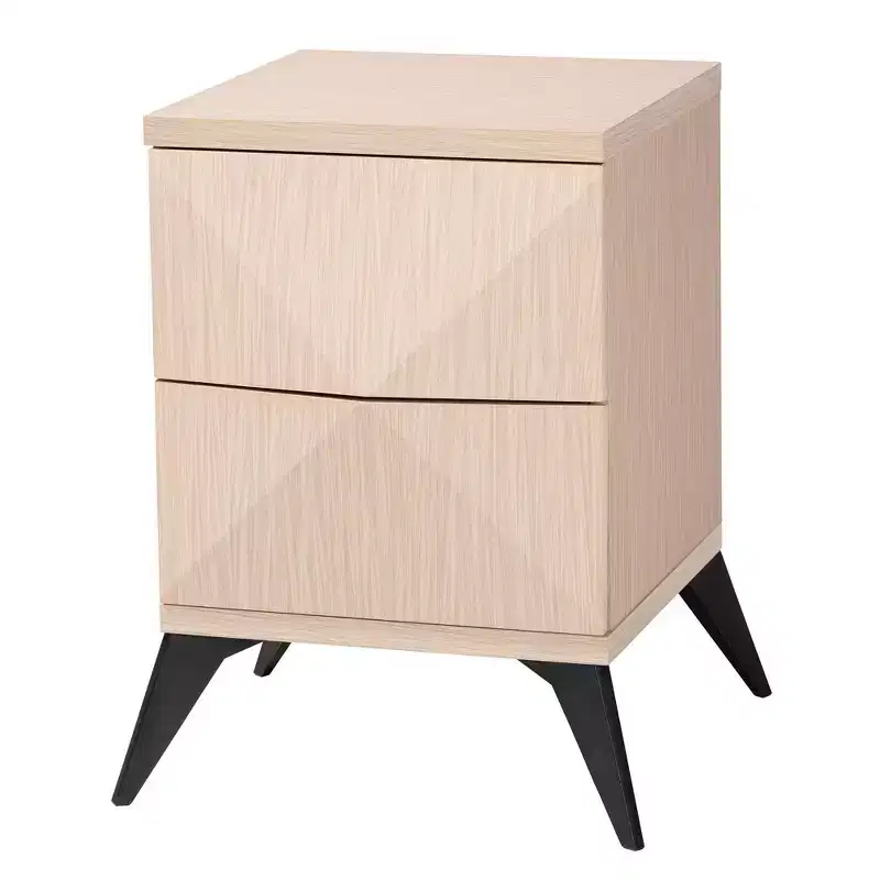 Two Tone Wood 2 Drawer Nightstand: Mid-Century, Magnetic Closure, Assembly Required