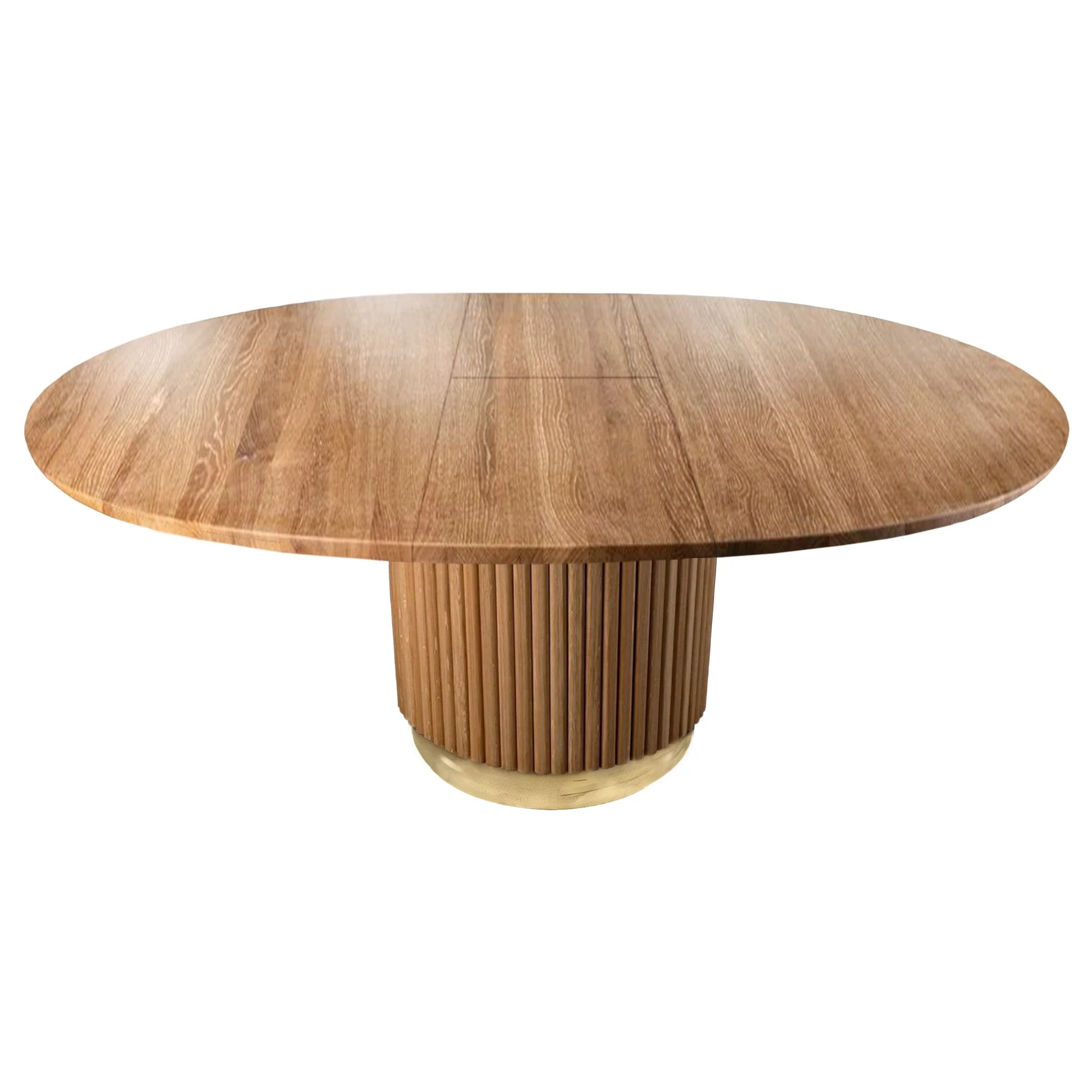 Oak Round Dining Table - table made of oak veneer - masterfully combines natural wood beauty with a sleek - modern design - The round tabletop boasts