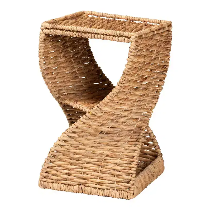 bali & pari Pelleas Seagrass End Table: Metal Frame, Helix Shelves, Fully Assembled