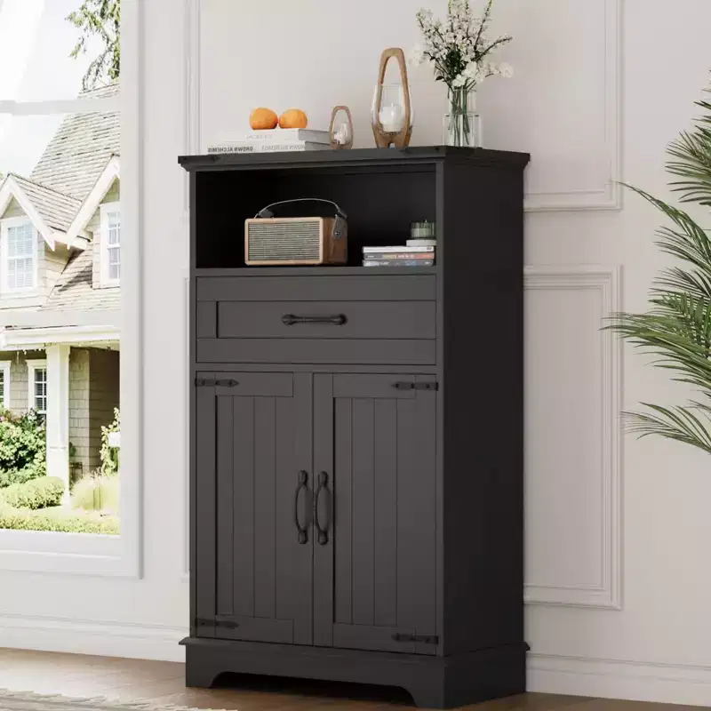 Farmhouse Bathroom Cabinet with Doors and Drawers,Freestanding Storage Cabinet