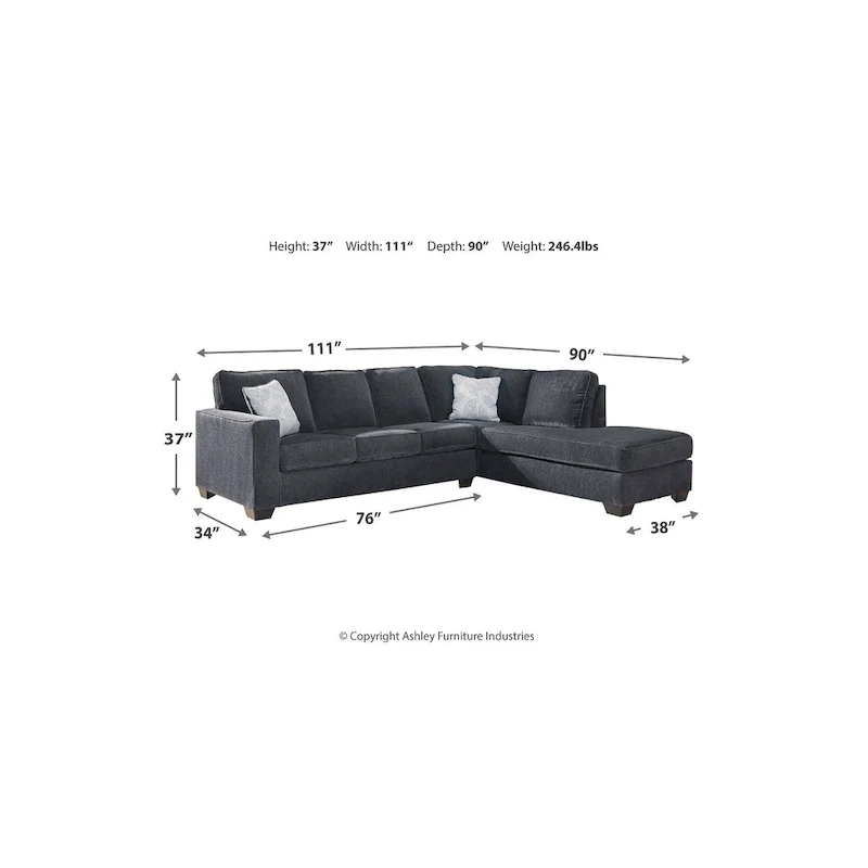 Signature Design by Ashley Altari 2-Piece Sleeper Sectional with Chaise - 110W x 90D x 37H